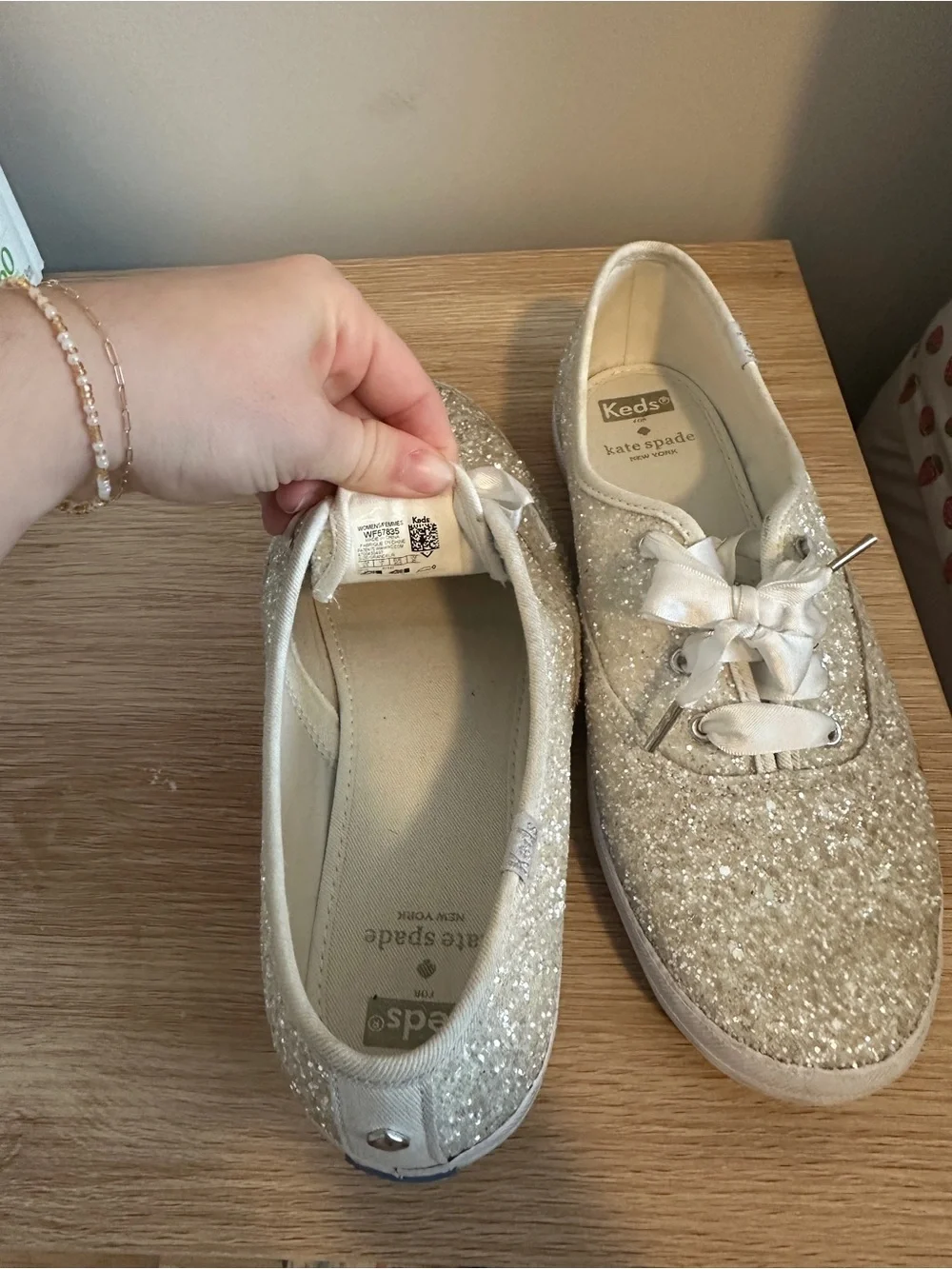 kate spade x keds white Glitter Ribbon laces Low-Top Sneakers